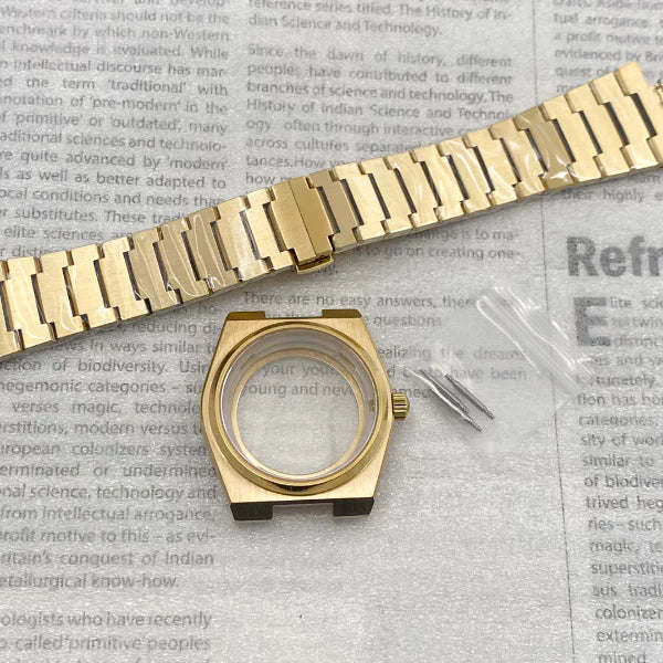 Gold / Rose Gold / PVD Black PRX case 40mm Automatic Modified Case Strap Set Fits Supe Player Prx NH35 NH36 Movement Sapphire Glass Penetrating