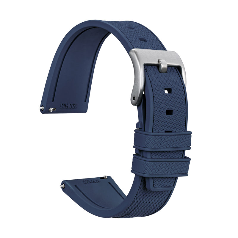 Black Blue FKM Rubber Watch band Herringbone Textured Watch Strap20mm 22mm