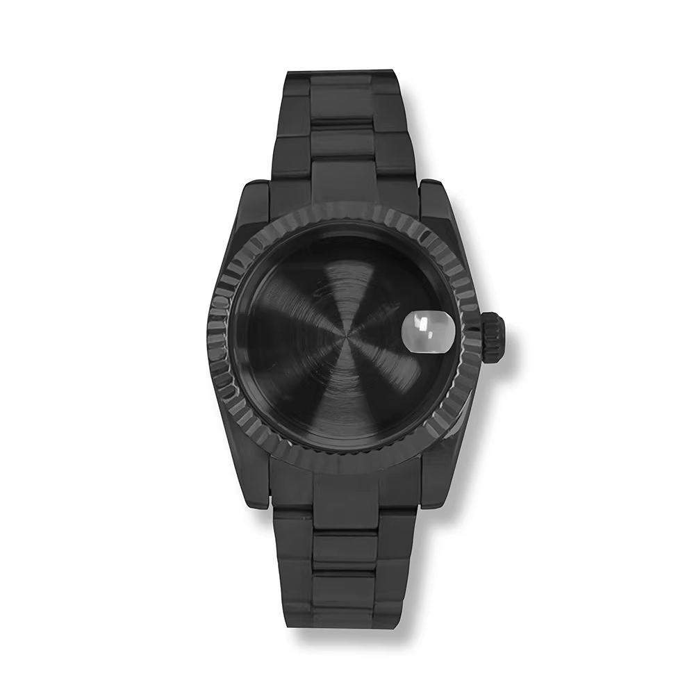 PVD Black Datejust Watch Case 36mm 39mm 316L Stainless Steel fluted Case Sapphire NH35/36/ETA2824 PT5000 Miyota 8215 8285 Day-Date Case
