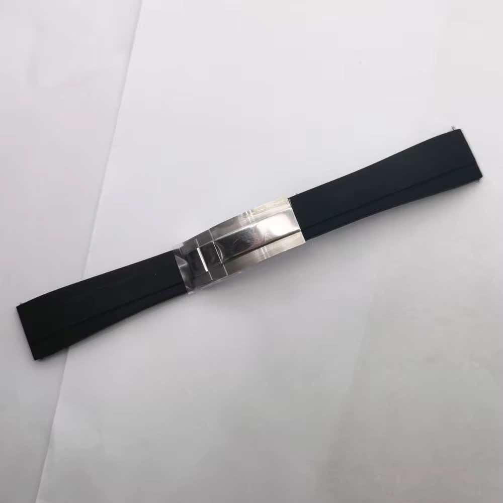 20mm Width Black/Blue/Green Silicone Rubber Strap Watchbands Black/Rose Gold Buckle Watch Spare Parts Accessories