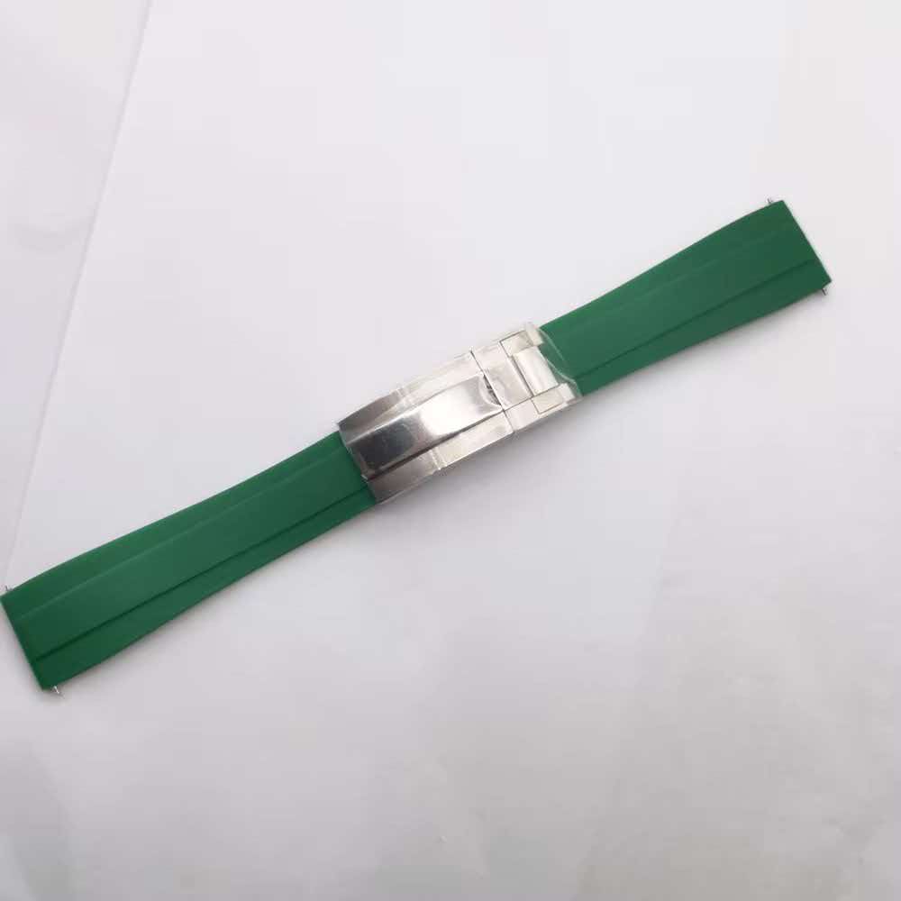 20mm Width Black/Blue/Green Silicone Rubber Strap Watchbands Black/Rose Gold Buckle Watch Spare Parts Accessories
