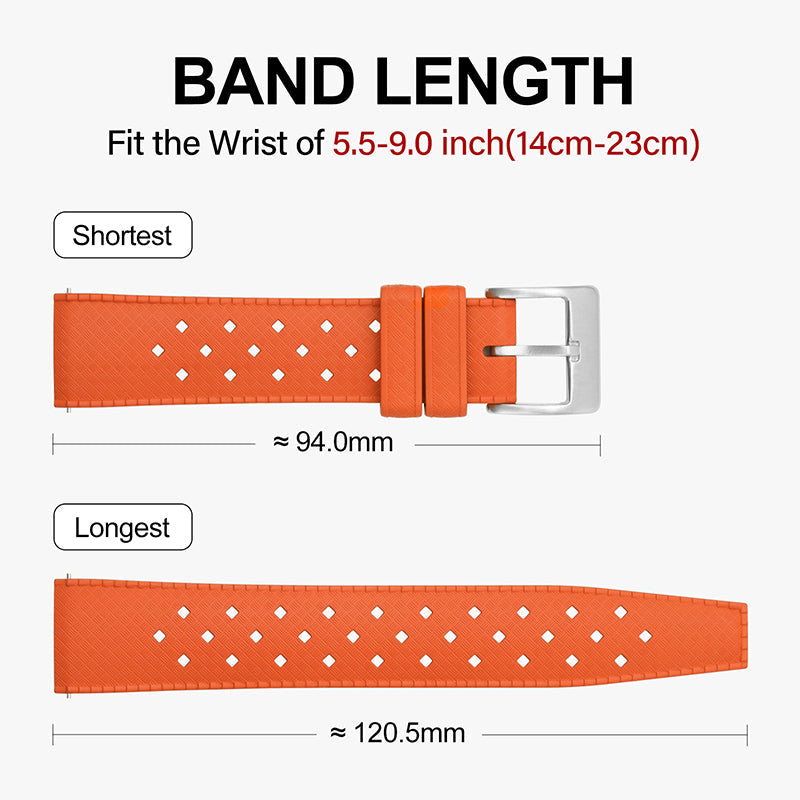 Hole air Fluoro Rubber FKM Watch Strap 20mm Ventilated watch band