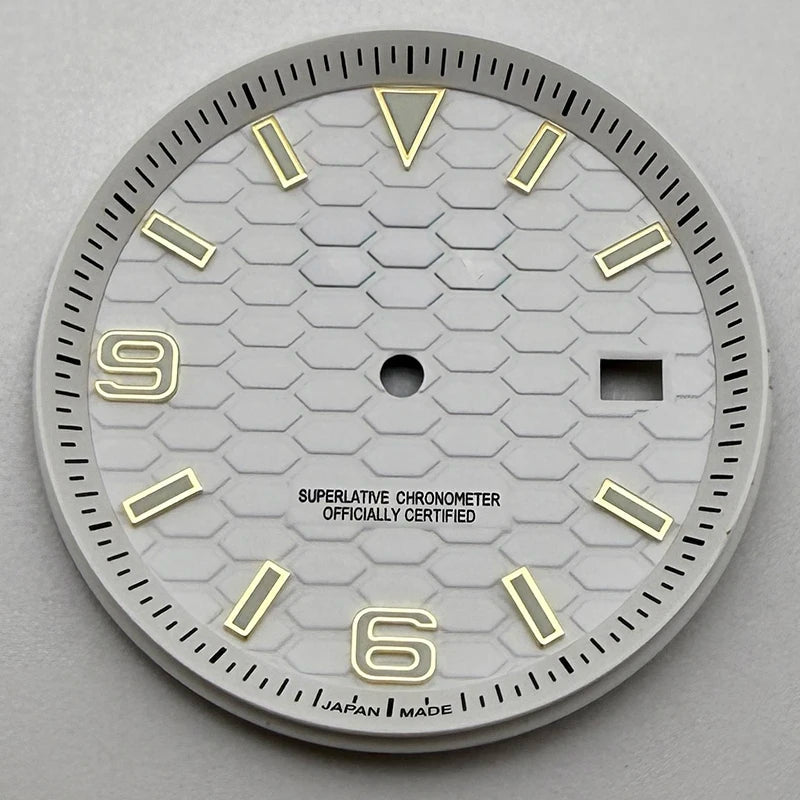 33.8mm NH35 Dial S Logo Gold Sterile Honeycomb Dial Suitable For NH35/NH36 Automatic Movement Vertical Lines Watch Accessories - Tandorio Watches