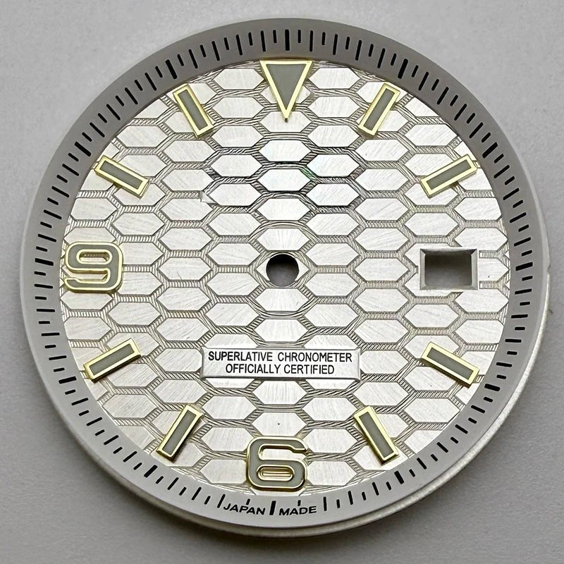 33.8mm NH35 Dial S Logo Gold Sterile Honeycomb Dial Suitable For NH35/NH36 Automatic Movement Vertical Lines Watch Accessories - Tandorio Watches