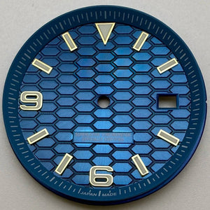 33.8mm NH35 Dial S Logo Gold Sterile Honeycomb Dial Suitable For NH35/NH36 Automatic Movement Vertical Lines Watch Accessories - Tandorio Watches