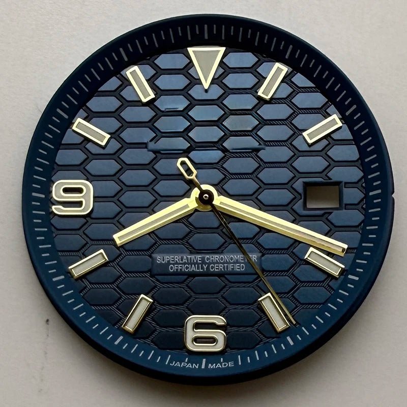 33.8mm NH35 Dial S Logo Gold Sterile Honeycomb Dial Suitable For NH35/NH36 Automatic Movement Vertical Lines Watch Accessories - Tandorio Watches