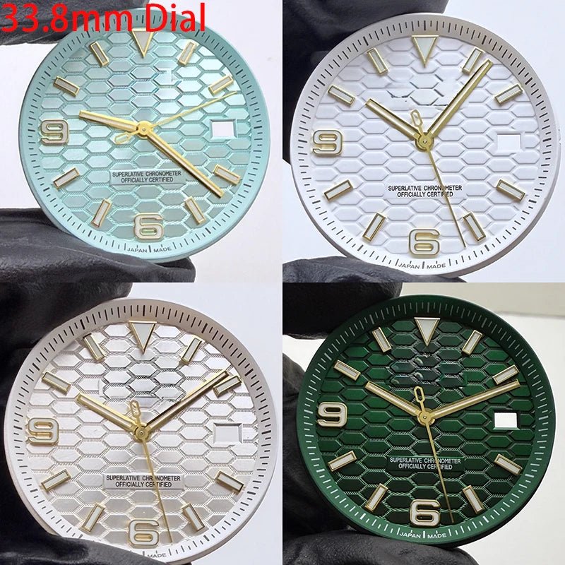 33.8mm NH35 Dial S Logo Gold Sterile Honeycomb Dial Suitable For NH35/NH36 Automatic Movement Vertical Lines Watch Accessories - Tandorio Watches