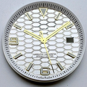 33.8mm NH35 Dial S Logo Gold Sterile Honeycomb Dial Suitable For NH35/NH36 Automatic Movement Vertical Lines Watch Accessories - Tandorio Watches