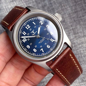 39mm Titanium Pilot Watch Tandorio TD143B NH35A PT5000 Automatic Sapphire 20ATM 63.7g Vintage - Tandorio Watches