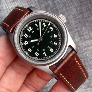 39mm Titanium Pilot Watch Tandorio TD143B NH35A PT5000 Automatic Sapphire 20ATM 63.7g Vintage - Tandorio Watches