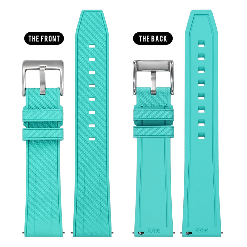 Black Blue FKM Rubber Watch band Herringbone Textured Watch Strap20mm 22mm