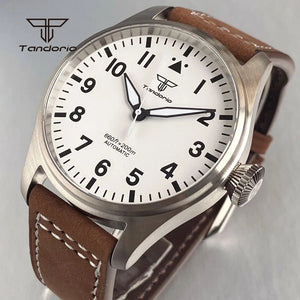 43mm Tandorio Big Pilot Watch TD144B NH35 PT5000 Automatic 20BAR Sapphire Luminous - Tandorio Watches