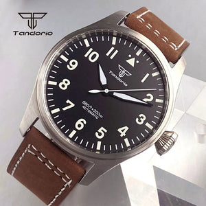 43mm Tandorio Big Pilot Watch TD144B NH35 PT5000 Automatic 20BAR Sapphire Luminous - Tandorio Watches