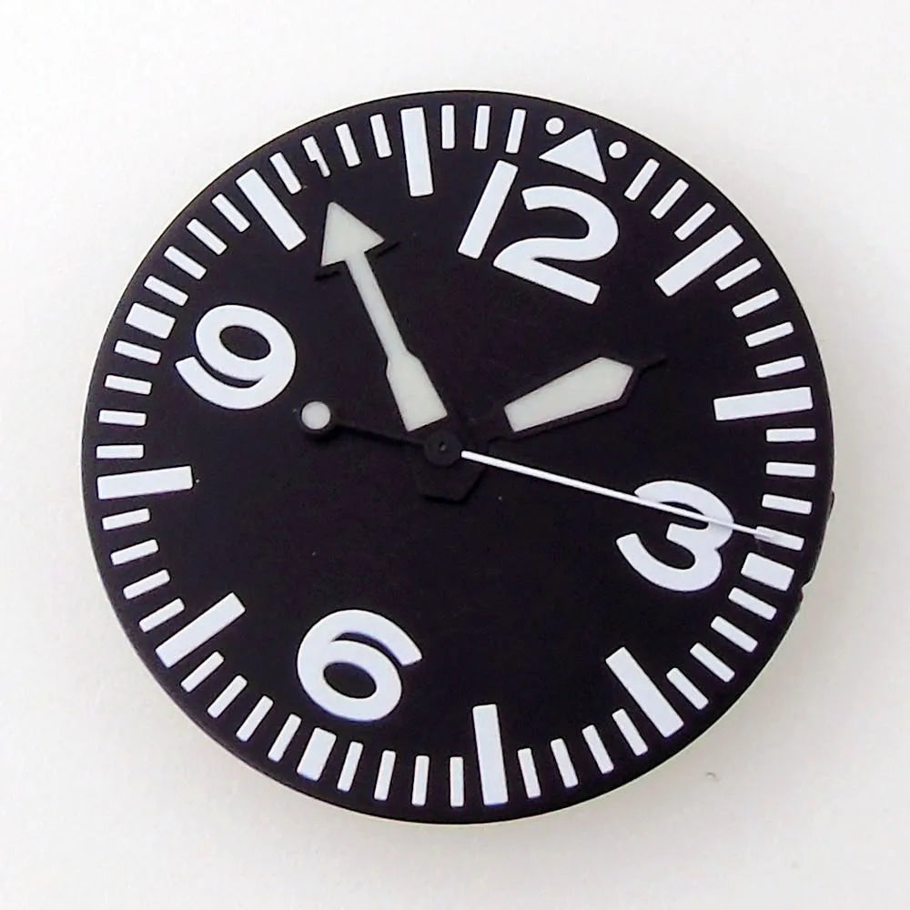 29mm Logo/Sterile na Watch Dial Face Hands Set Fit NH 35 NH 36 ET A2824 PT 5000 MIY OTA82 Series DG2813 Movement Green Luminous