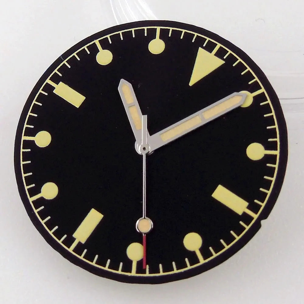 For NH35 NH36 MIYOTA 82 Series ETA 2836 2824 Automatic Movement 29MM California Black Super Luminous Watch Dial Face Hands Set