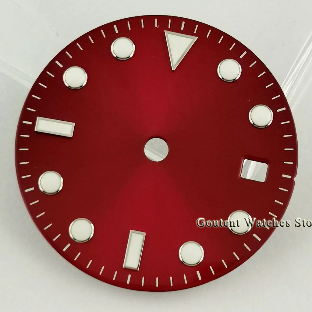 28.5mm Watch Dial Red Snowflake Watch Hands Sterile Dial Fit NH35 ETA2824 2836 Miyota 8215 821A,DG2813 3804 Movement PT5000 Sw200