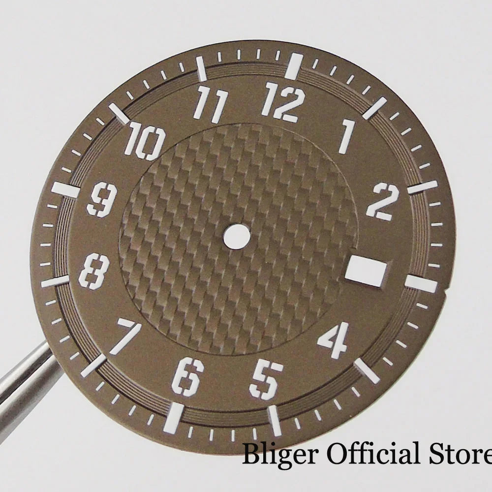 Texture Dial Sterile 34mm Black Automatic Watch Dial Watch Needles fit NH35 Movement