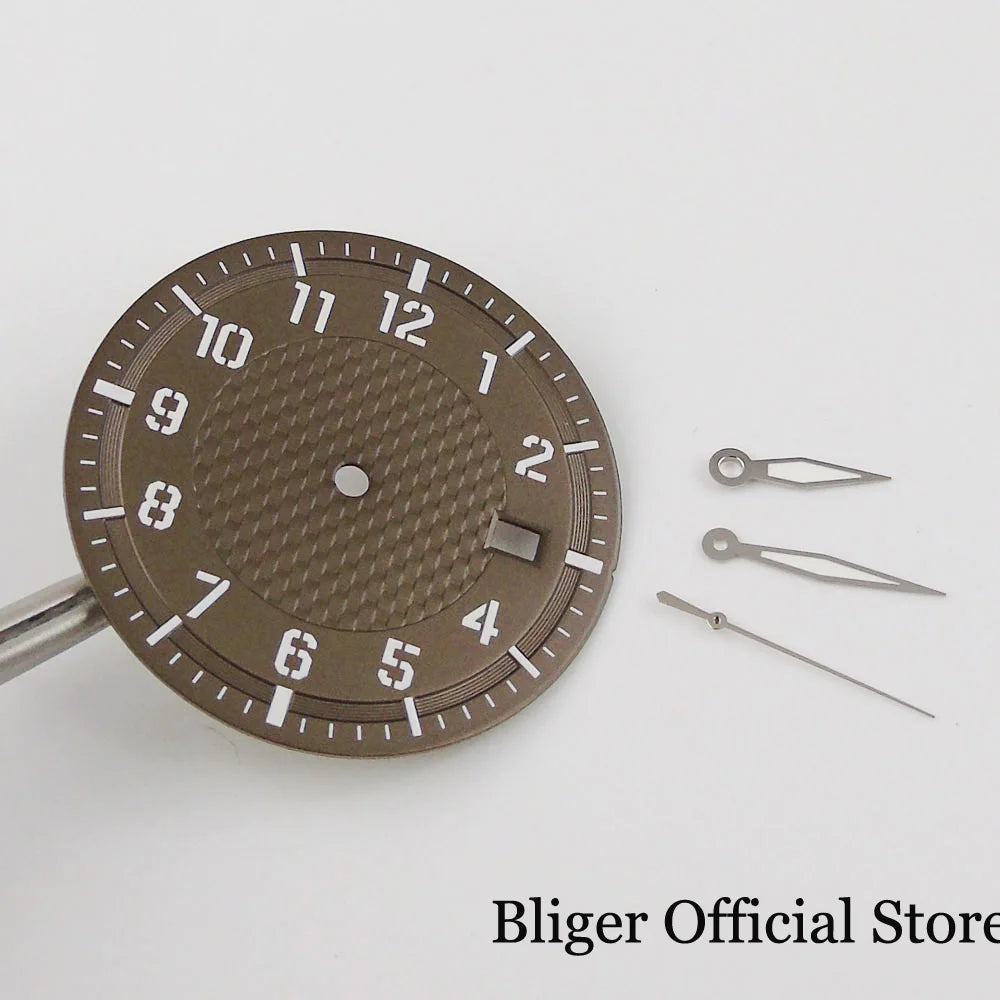 Texture Dial Sterile 34mm Black Automatic Watch Dial Watch Needles fit NH35 Movement