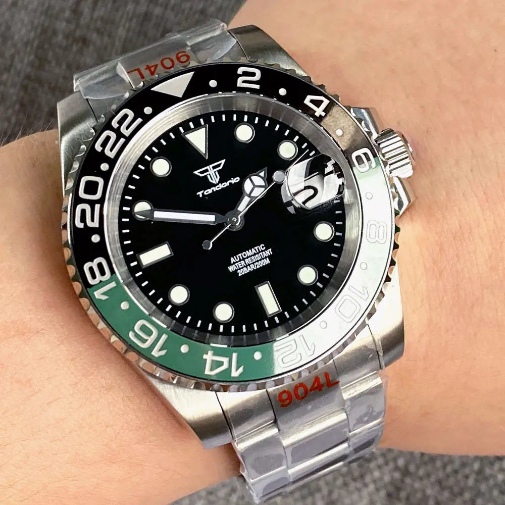 Men's Diving Watch 40mm Tandorio TD266D SUB NH35 Automatic 20Bar 904L Bracelet 120clicks Bezel Sapphire