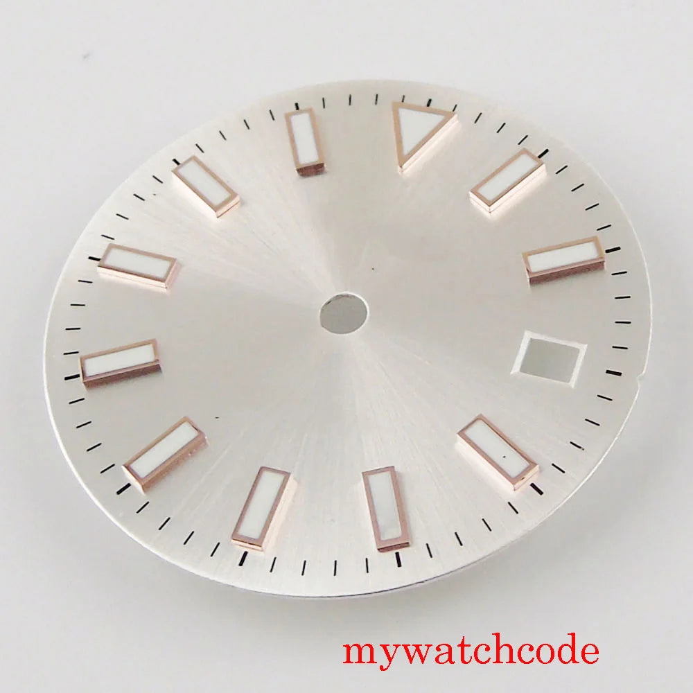 29mm stainless steel silver color sterile men watch dial with date window watch hand fit miyota 8215 movement