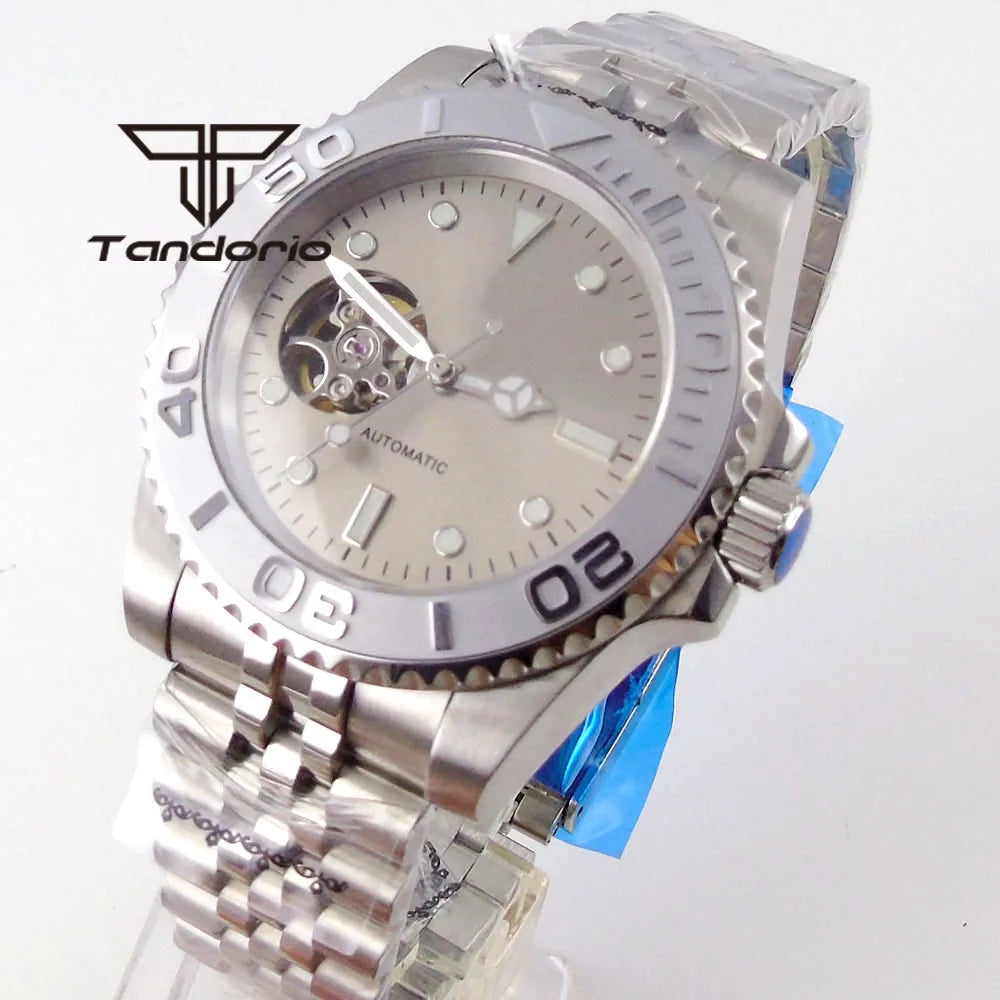 NH38 Automatic Watch 40MM Tandorio TD501 Sapphire Skeleton Luminous 10bar