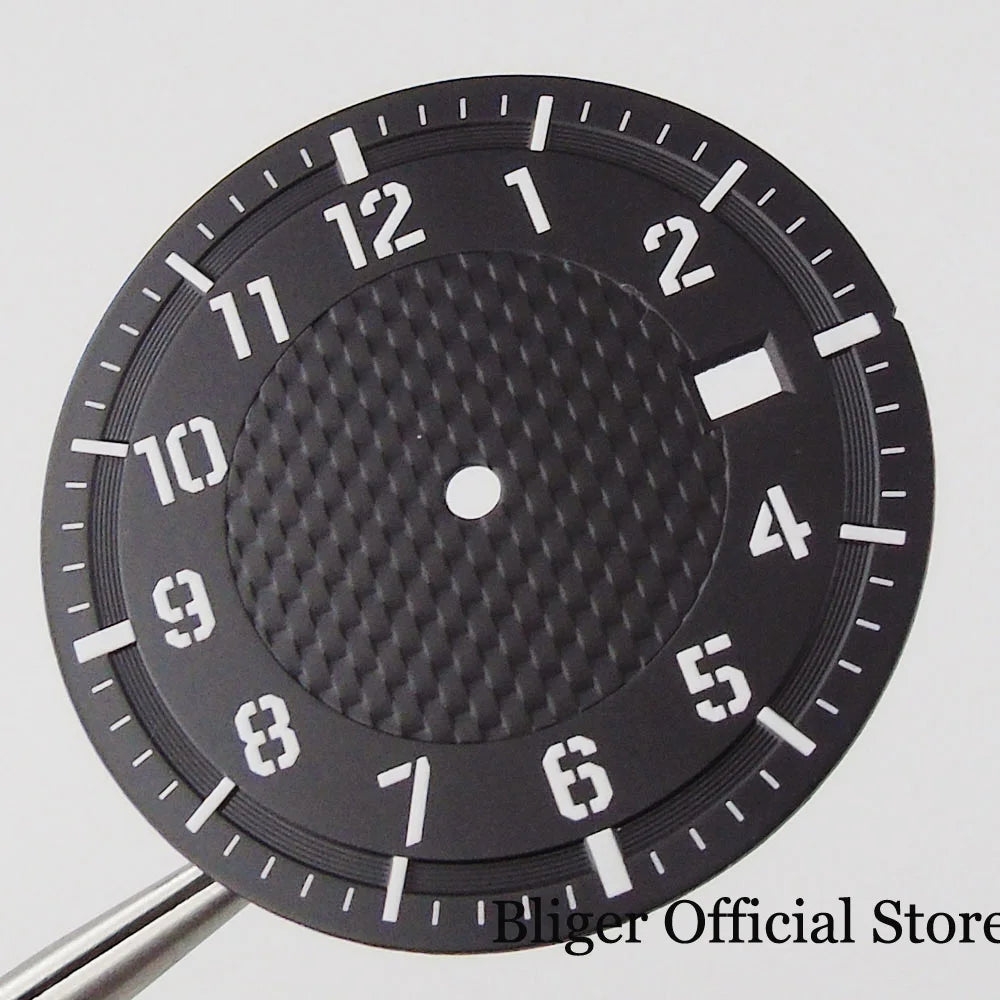 Texture Dial Sterile 34mm Black Automatic Watch Dial Watch Needles fit NH35 Movement