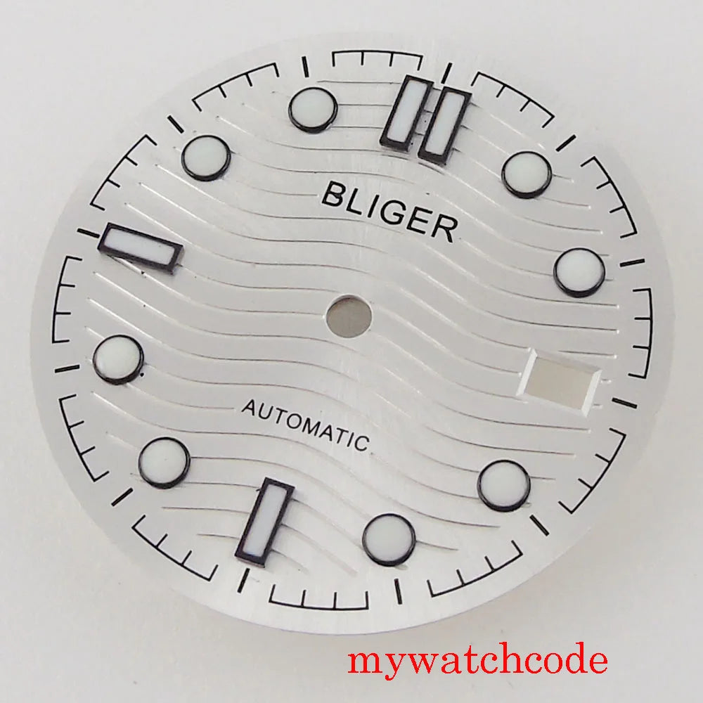 For NH35 Automatic Movement Watch Parts Dial Hands With Date Window Luminous Marks