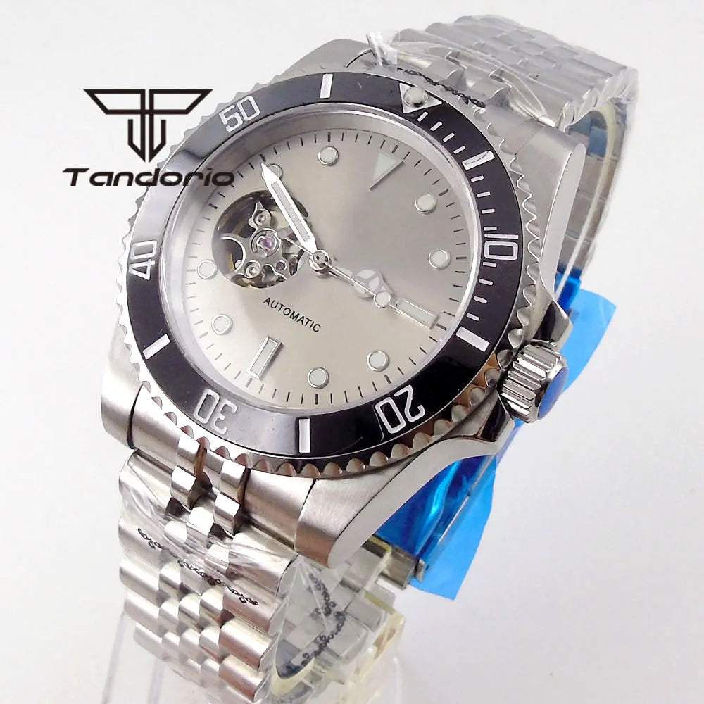 NH38 Automatic Watch 40MM Tandorio TD501 Sapphire Skeleton Luminous 10bar