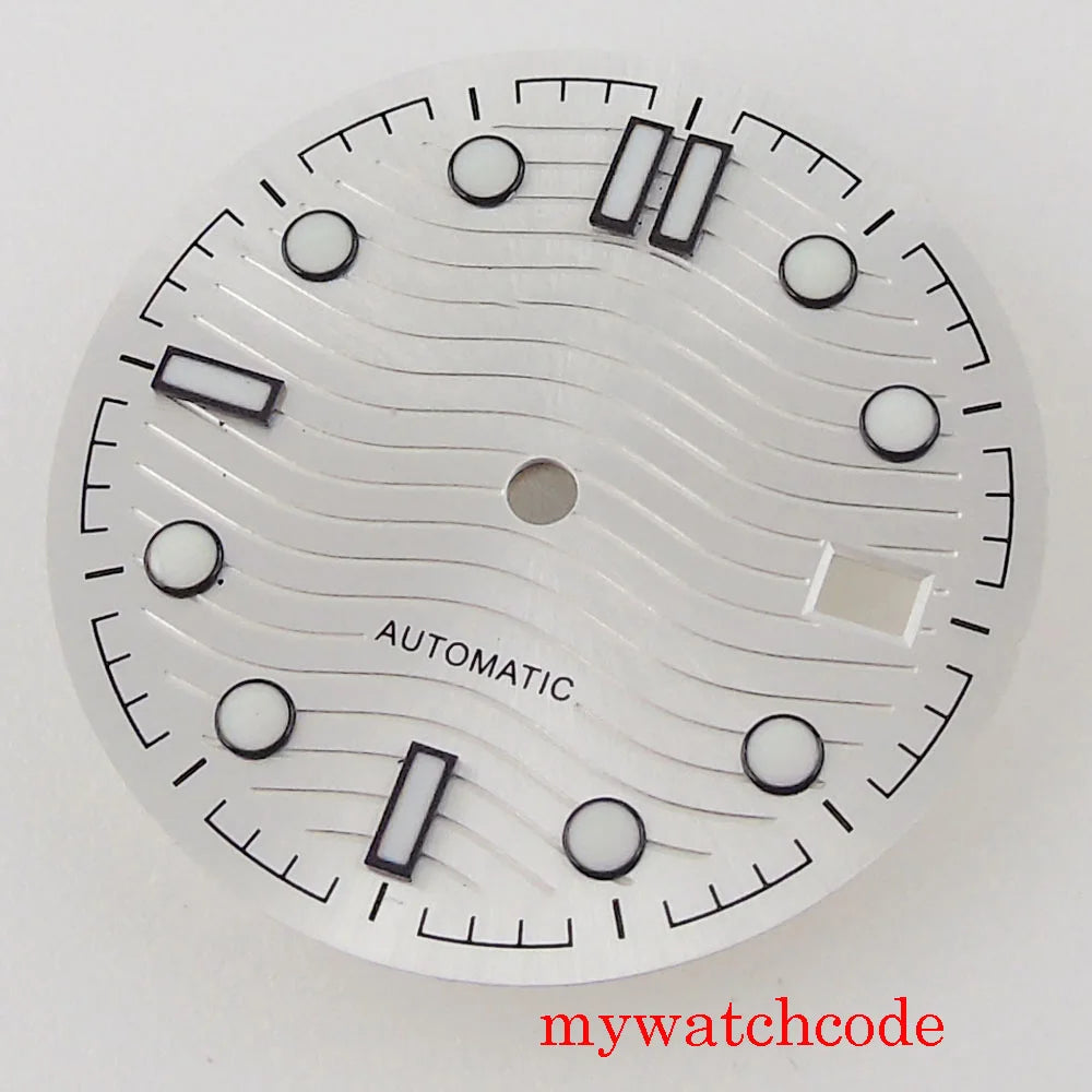 For NH35 Automatic Movement Watch Parts Dial Hands With Date Window Luminous Marks