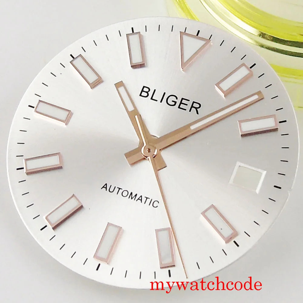 29mm stainless steel silver color sterile men watch dial with date window watch hand fit miyota 8215 movement