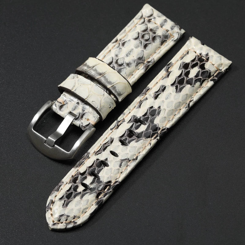 Handmade Snake Leather Strap Skin 20mm 22 24 26MM Textured Genuine Leather band
