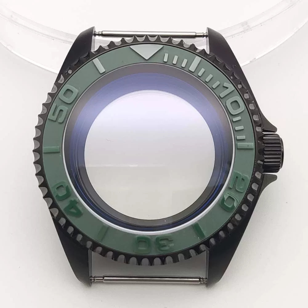 42MM Pvd Black Submariner Watch case Diver Mod Accessary Double Domed sapphire for NH35 34 36 38 etc 10Bar