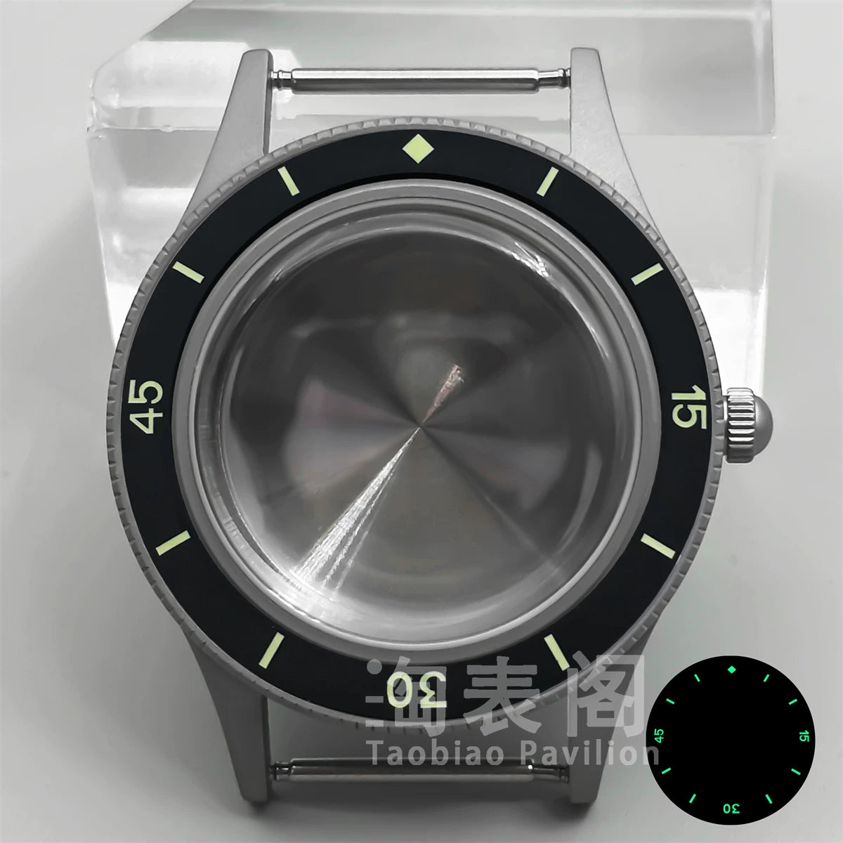 40MM titanium-coated Fifty Fathoms Watch Case Luminous Bezel Domed Sapphire for NH35 36 ETA2824 PT5000 movement 10Bar