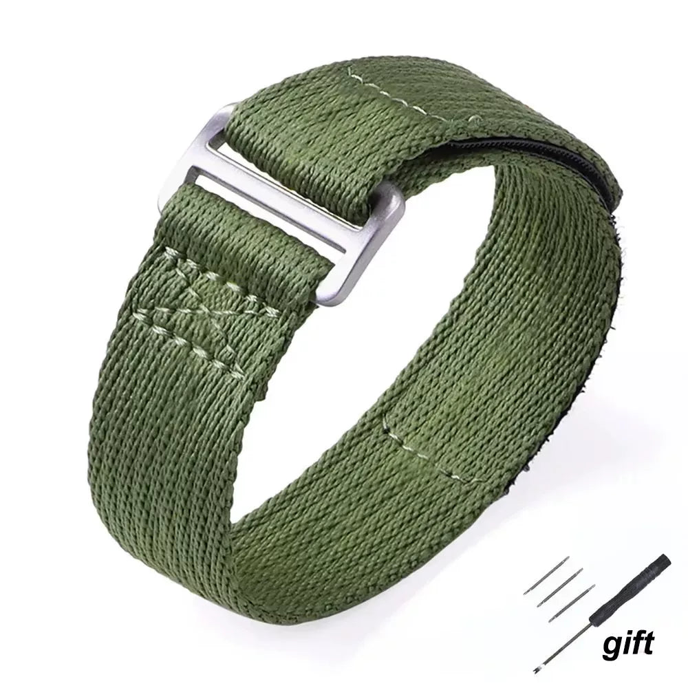 Japanese buckle elastic nylon strap 20mm 22mm long or shorter middel line suitable for any fit watches