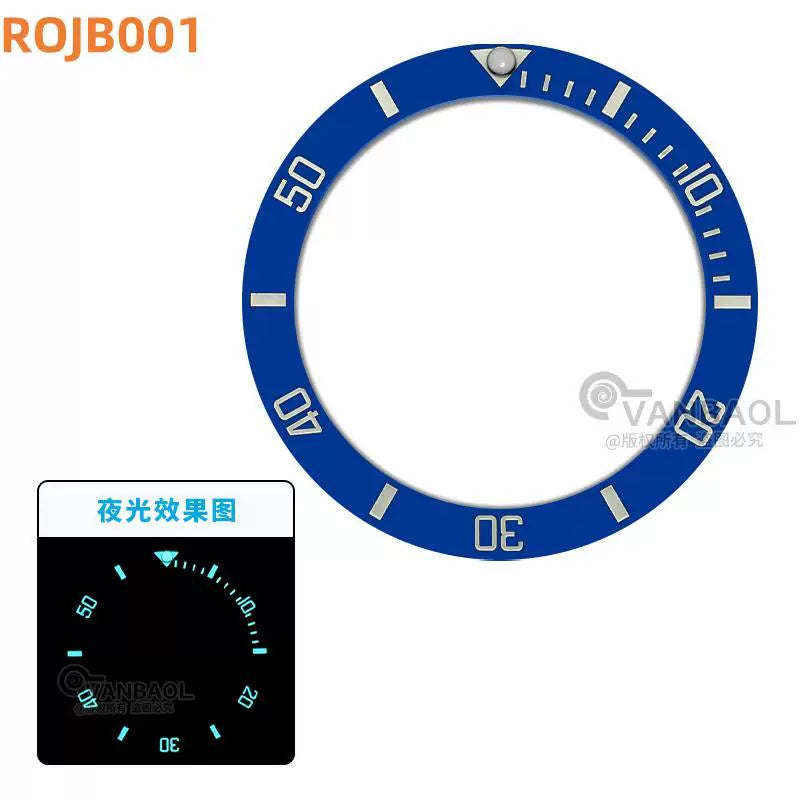 Blue Luminous Bezel Insert for Deepsea FXD etc41x 31.5mm ceramicghost king black water ghost outer ring baffle