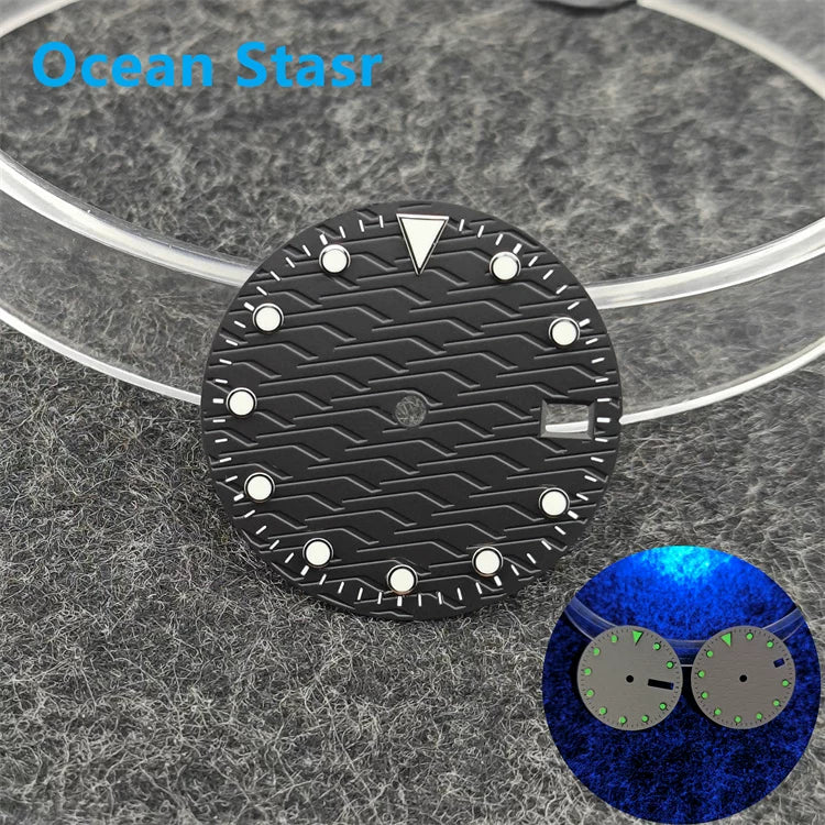 NH35 dial Green luminous Sub style wave Texture 28.5mm Date window