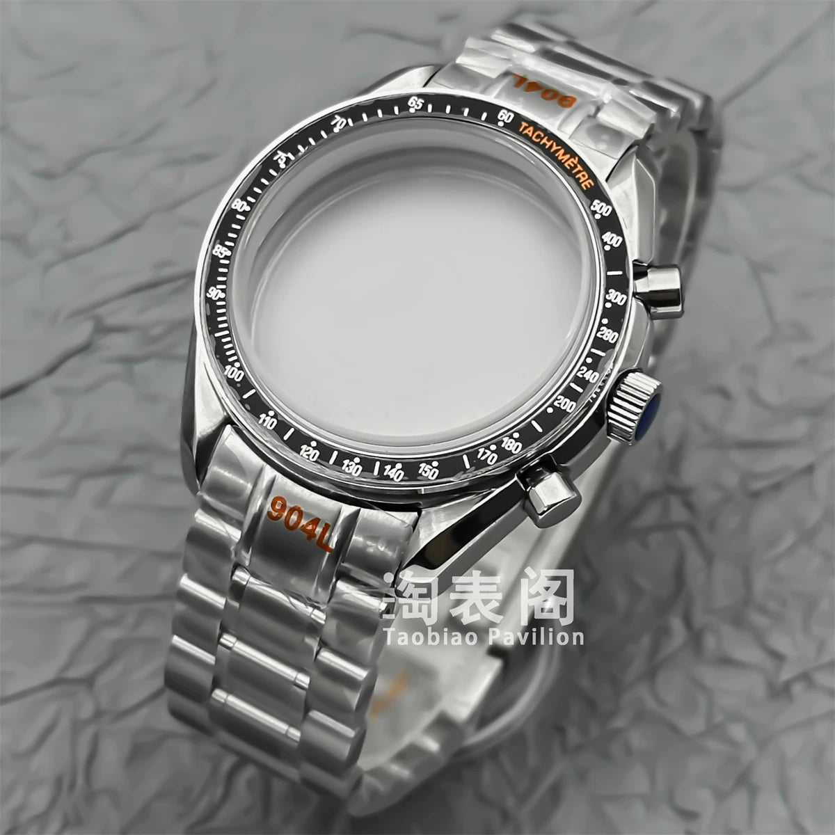 Mineral Crystal Speedmaster Watch Case 40mm Stainless Steel Polished VK63 Movement Domed 5ATM
