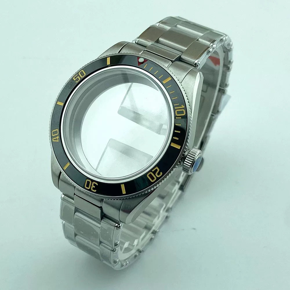 39MM BB58 Watch Case with Oyster Bracelet dome sapphire glass case for NH35NH36ETA2824 movement