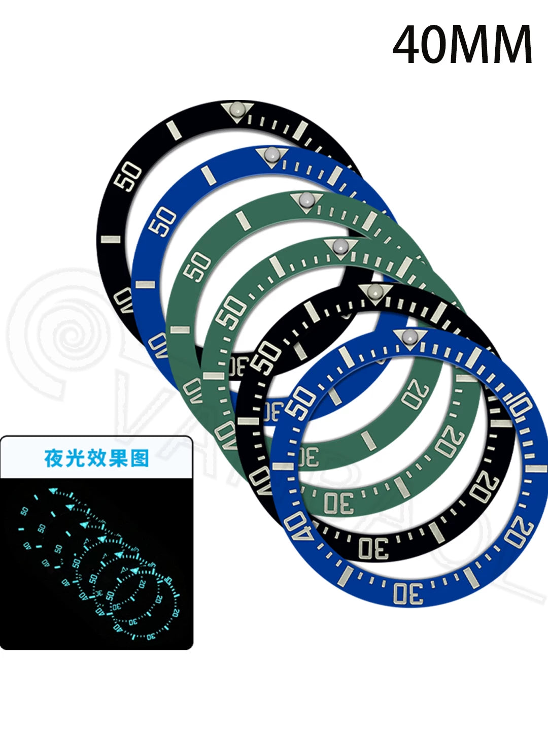 Blue Luminous Bezel Insert for Deepsea FXD etc41x 31.5mm ceramicghost king black water ghost outer ring baffle