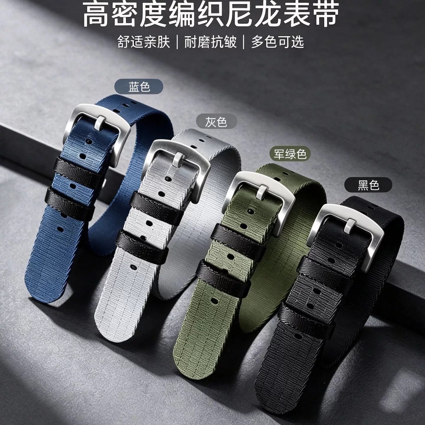 HIgh density nylon Nato strap ZHLU canvas sports wristband 18/20/22 mm double ring brushed buckle FXD