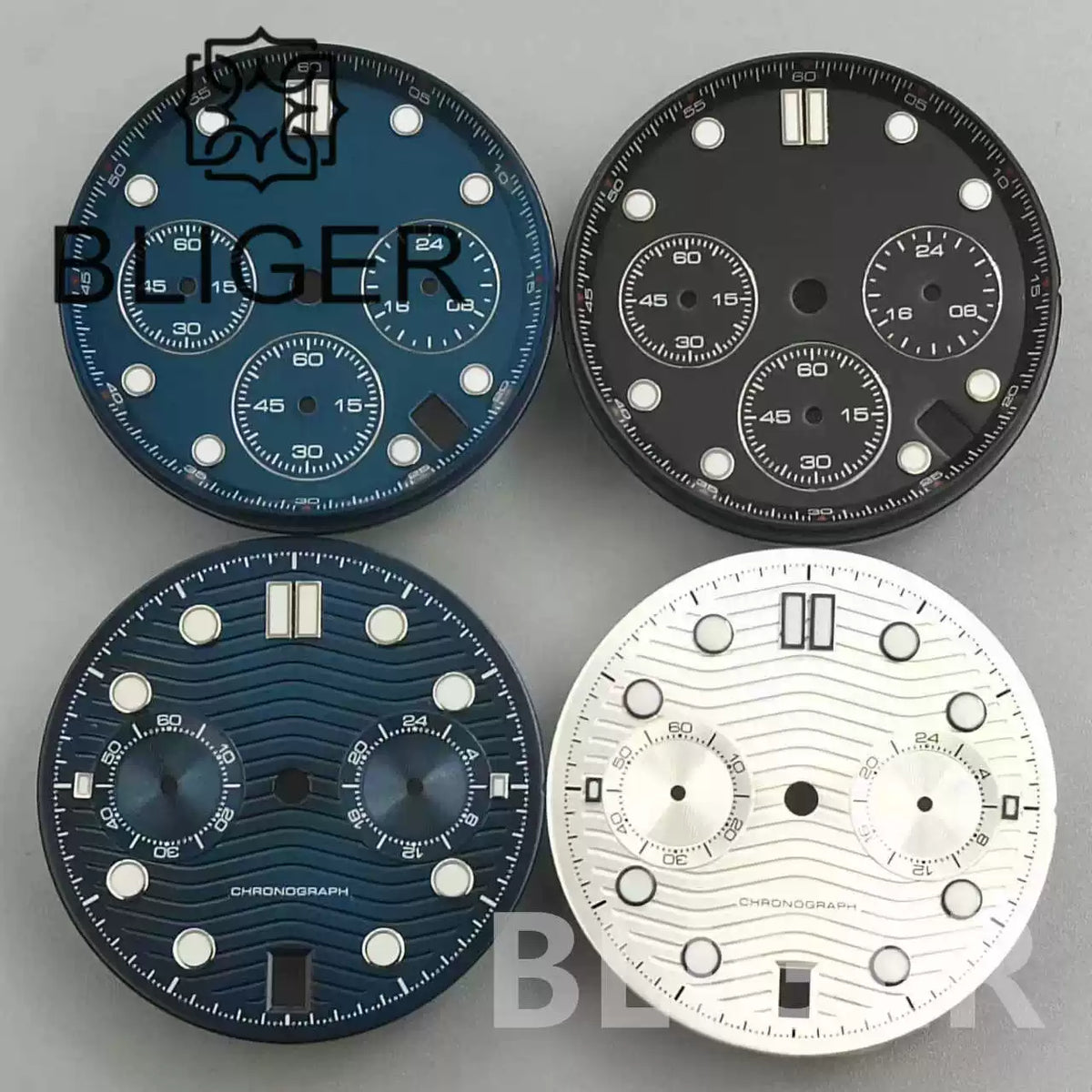Chronograph Quartz Seamaster Dial 31mm Water Ripple for VK63/64 Movement