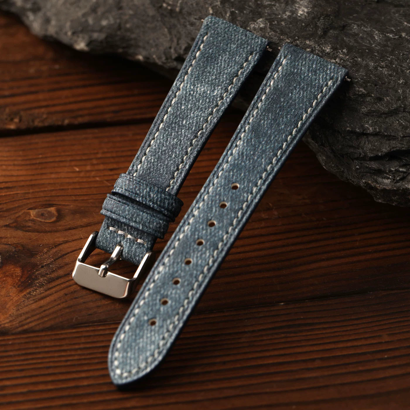 Handmade Jeans Texture cowhide leather strap 18 19 20MM quick release soft ultra-thin leather band Vintage