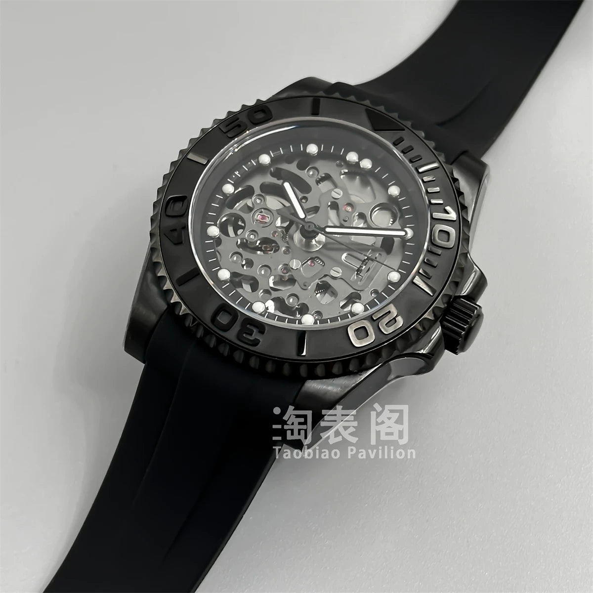 40MM Skeleton Yacht-Master Watch Automatic NH72 hollow movement green luminous sapphire10 Bar