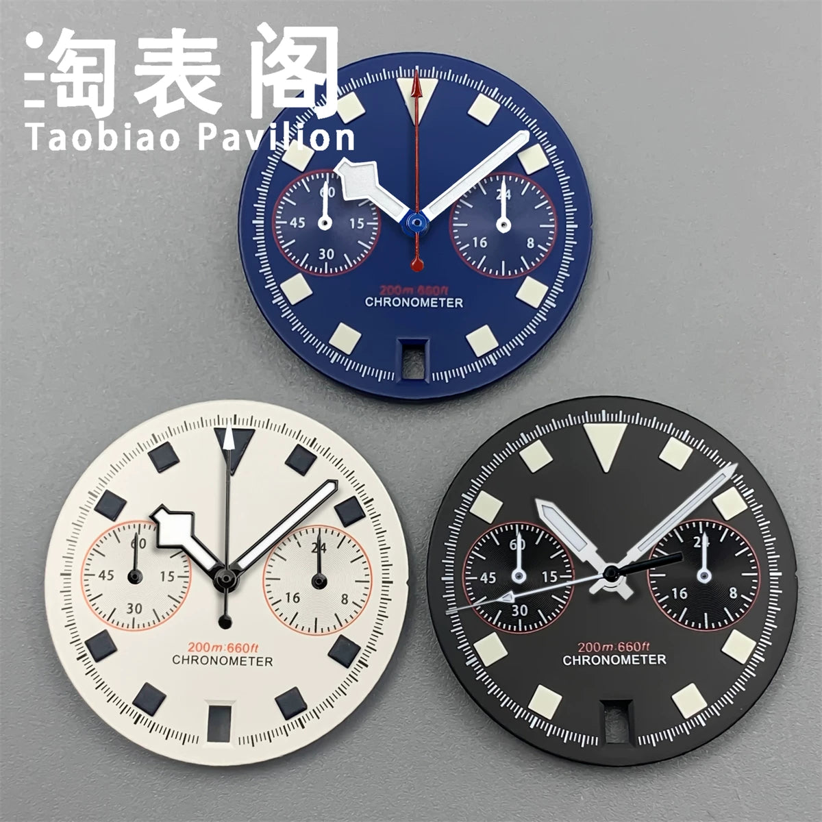 30Mm quartz vk64 dial multi-function chronograph dial snowflake hands 6 o'clock calendar green lume