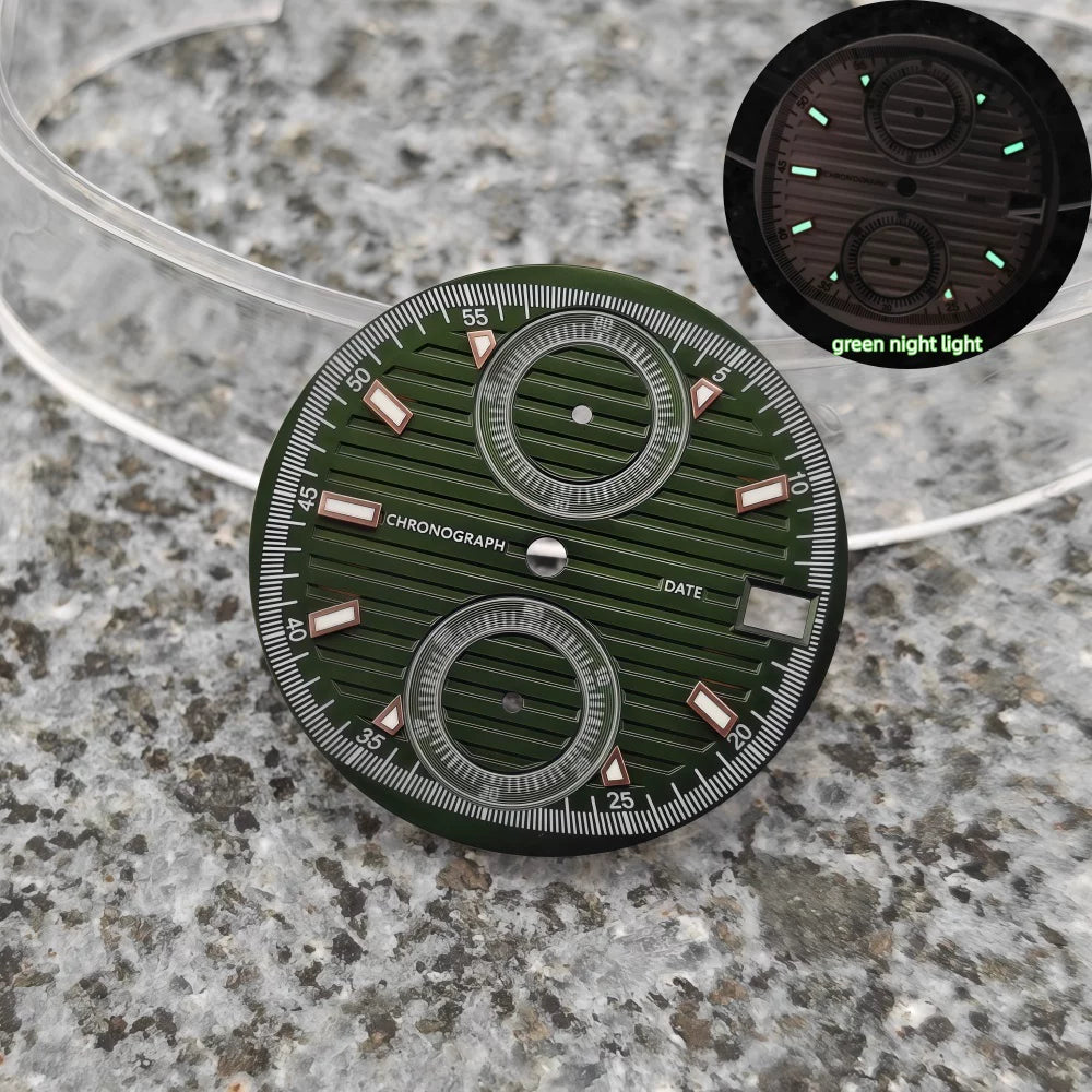30mm VK61 Dial Chronograph Multifunctional Surface Nautilus Modified Green Luminous Watch Accessories