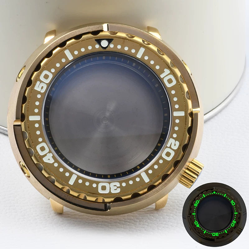47mm Aluminum bronze tuna can Watch case suitable for TMI NH35A movement 4.2 crown