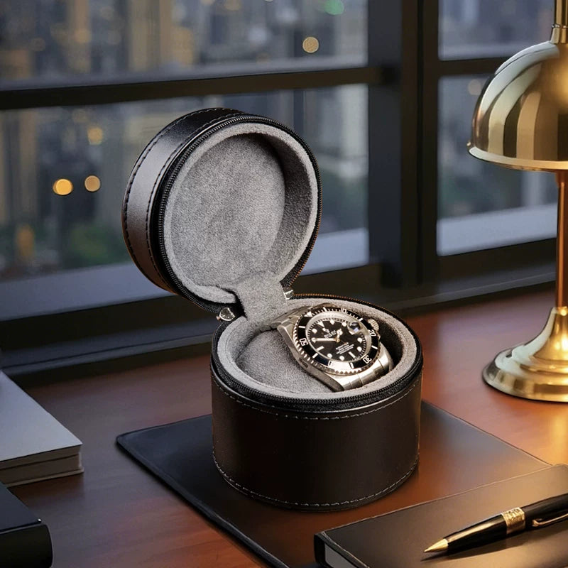 Portable leather watch box watch package travel packaging zipper box NO LOGO
