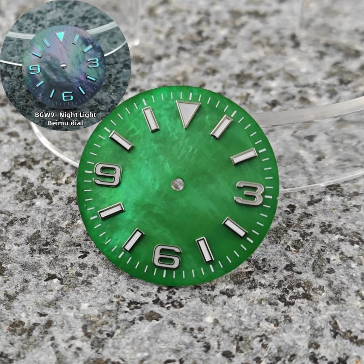 28.5mm MOP Dial For NH35 369 Perpetual Mechanical Watch BGW9 Luminous watch face