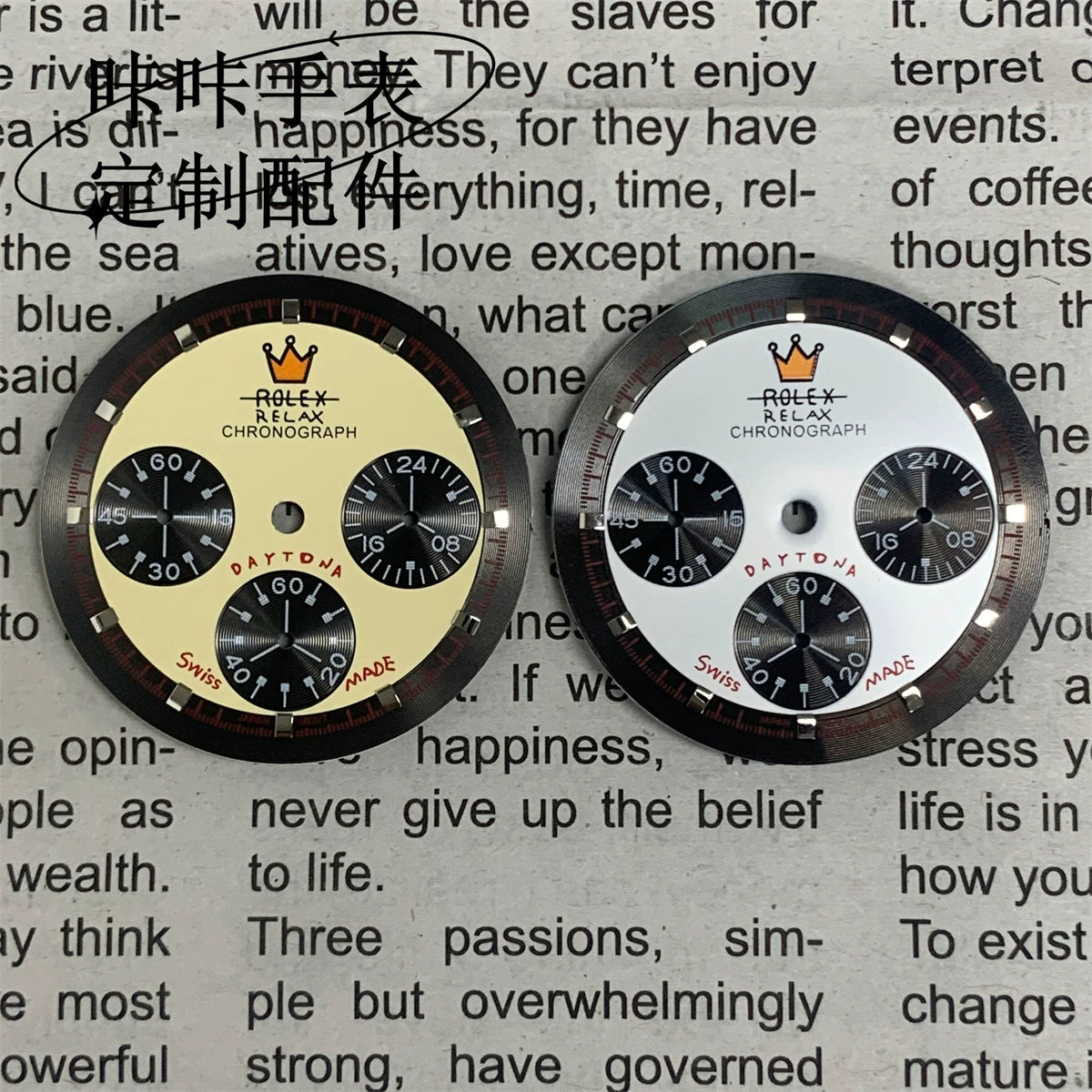 30MM VK63 Dial Who Cares Im already Late theme enamel no lume