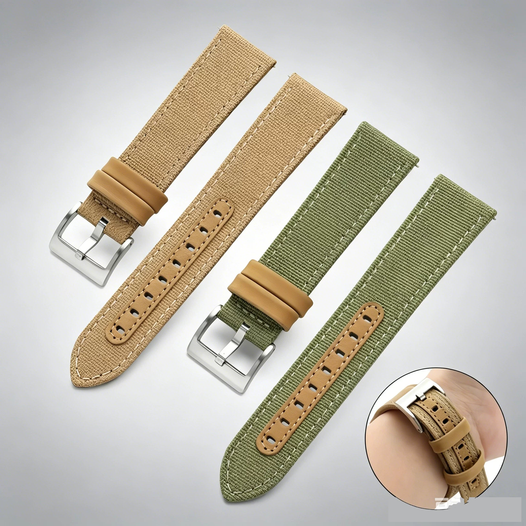 Canvas strap Waterproof Nylon Watch Band with Sport Adapt quick release 20/22mm